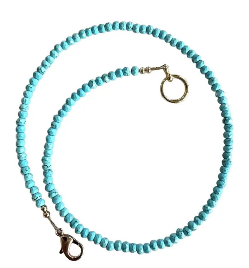 16" Fine Faceted Turquoise Beaded Stacking Necklace With Gold Tone Clasp - Designed By Matthew Izzo 1