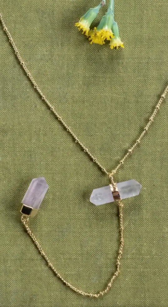 18" Rose Quartz And Gold Plated Chain Necklace 1