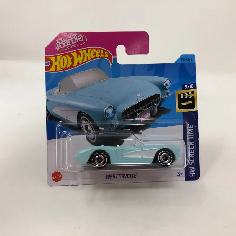 1956 Chevy Corvette #183 Barbie Movie * Blue * 2024 Hot Wheels Basic Short Card Case A 1
