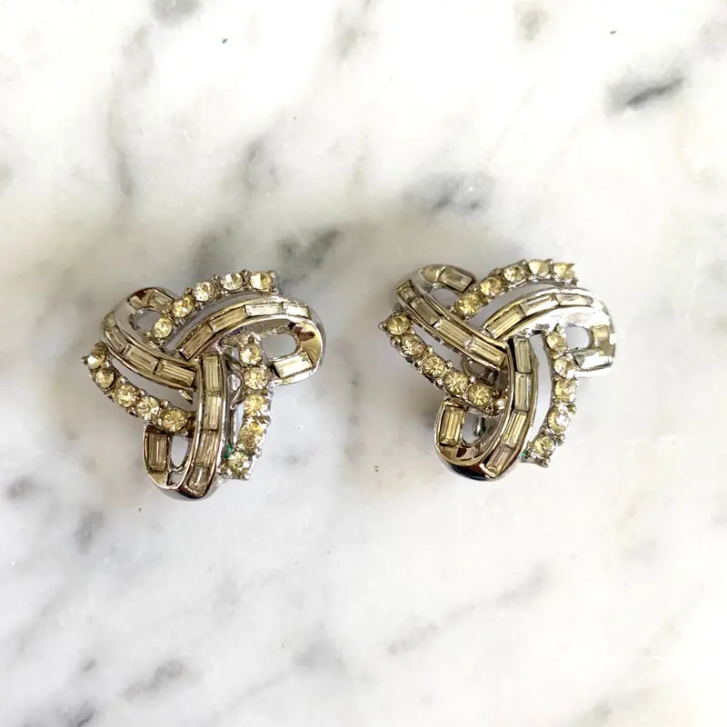 1960S Vintage Rhinestone Trifari Earrings 1