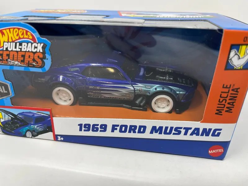 1969 Ford Mustang * Blue * 2024 Hot Wheels Pull-Back Speeders 1:43 Scale Case F 2