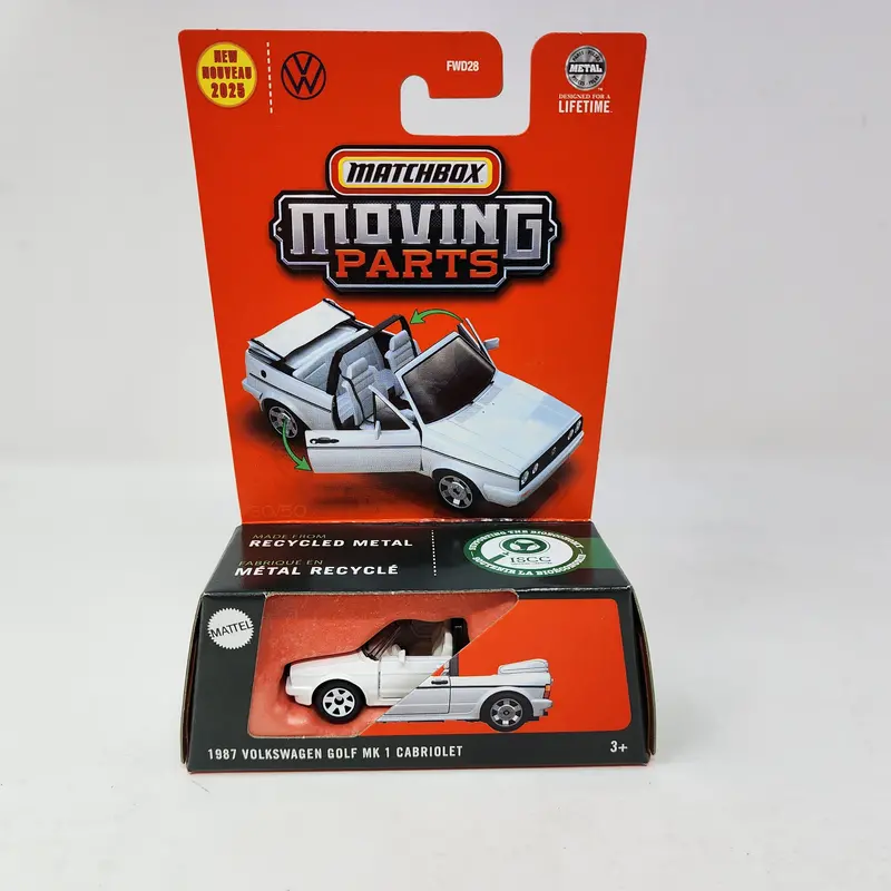 1987 Volkswagen Golf Mk 1 Cabriolet * White * 2025 Matchbox Moving Parts Case E 1