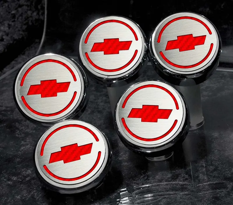 1997-2013 C5/C6 Corvette - Chevrolet 'Bowtie' Fluid Cap Covers 5Pc Auto Transmission | Choose Inlay Color 9