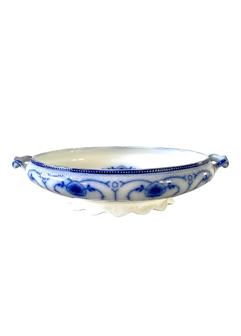 19Th Century Flow Blue Serving Bowl By W.H. Grindley 1