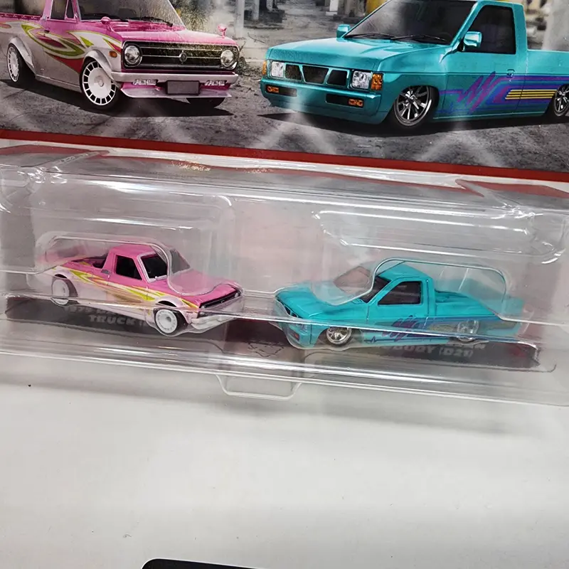 2-Pack * 1975 Datsun Sunny Truck B120 & '93 Nissan Hardbody D21 * 2024 Hot Wheels 1:64 Scale Case P 2