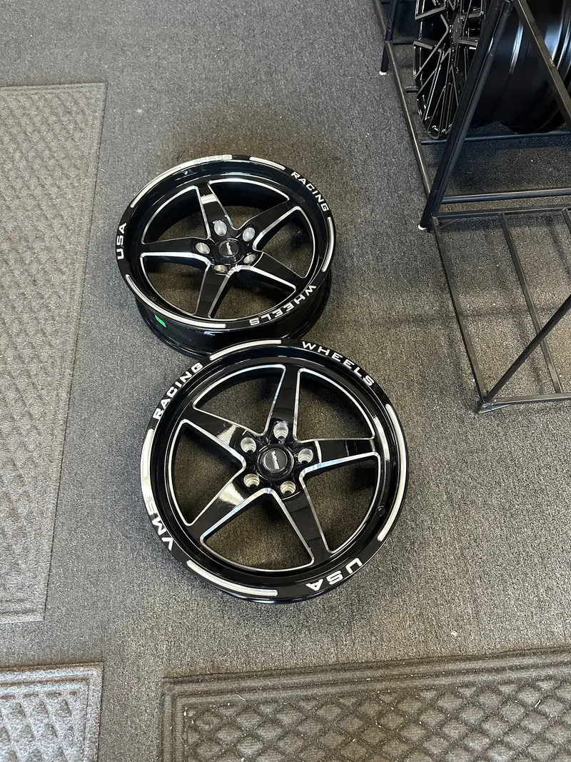 2 Vms Racing V-Star Front Drag Race Rims Wheels 18X5 Skinnies 5X120 1