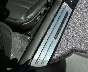 2005-2007 C6 Corvette - Outer Door Sills W/Chrome Ribs 2Pc | Brushed Stainless Steel 1