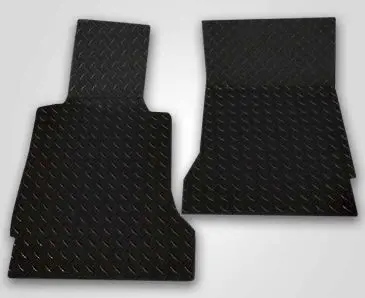 2005-2013 C6 Corvette - Black Diamond Plate Floor Mats 2Pc | Polished Aluminum 1