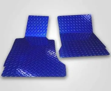2005-2013 C6 Corvette - Blue Diamond Plate Floor Mats 2Pc | Polished Aluminum 1