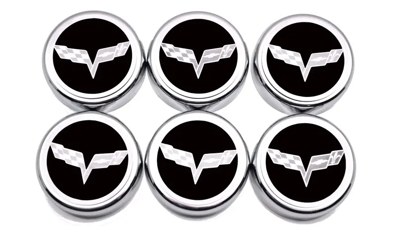 2005-2013 C6 Corvette - Crossed Flag Fluid Cap Covers 6Pc Manual Transmission | Choose Color 10