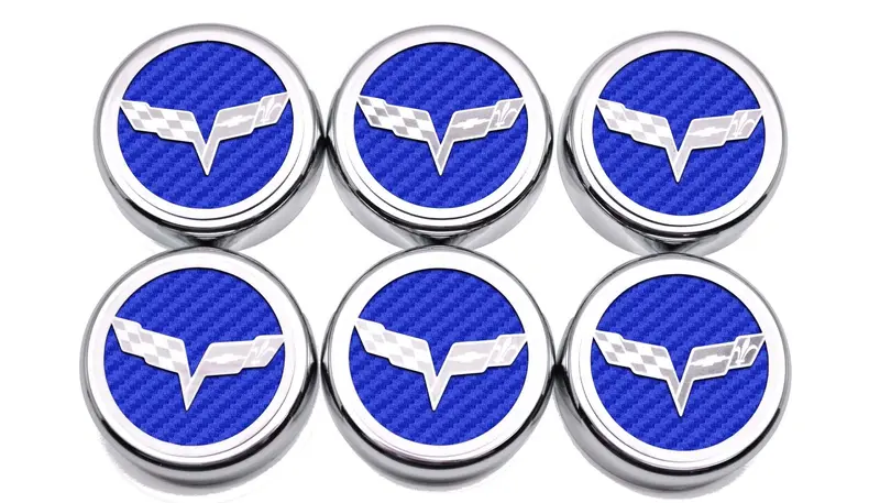 2005-2013 C6 Corvette - Crossed Flag Fluid Cap Covers 6Pc Manual Transmission | Choose Color 15