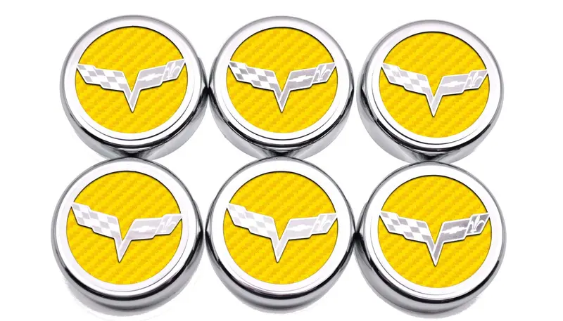 2005-2013 C6 Corvette - Crossed Flag Fluid Cap Covers 6Pc Manual Transmission | Choose Color 15