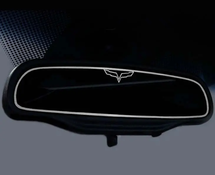 2005-2013 C6 Corvette - Crossed Flag Style Rear View Mirror Trim | Brushed Stainless 1