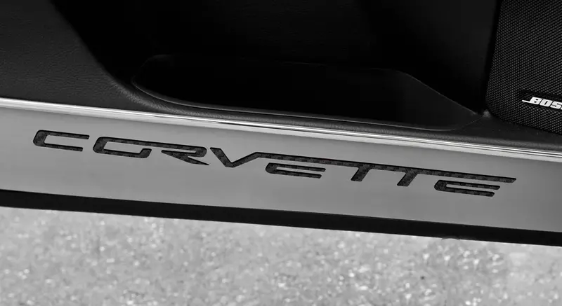 2005-2013 C6 Corvette - Door Guards W/Corvette Inlay 2Pc | Brushed Stainless, Choose Color 5