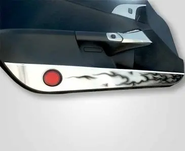 2005-2013 C6 Corvette - Door Guards With Black Flames 2Pc | Brushed Stainless Steel 1
