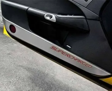 2005-2013 C6 Corvette - Door Guards With Supercharged Inlay 2Pc | Brushed Stainless, Choose Color 10