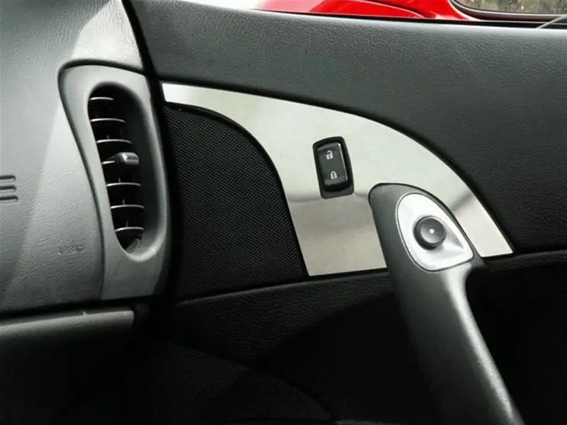 2005-2013 C6 Corvette - Door Lock Trim Plate 2Pc W/Option Button | Brushed Stainless 2