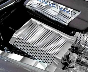 2005-2013 C6 Corvette - Fuse Box Cover Perforated Style | Polished Stainless Steel 1