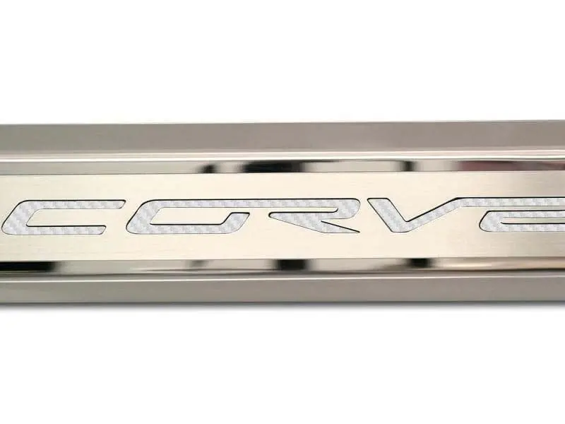 2005-2013 C6 Corvette - Inner Door Sills Corvette Lettering | Stainless Steel, Choose Inlay Color 10