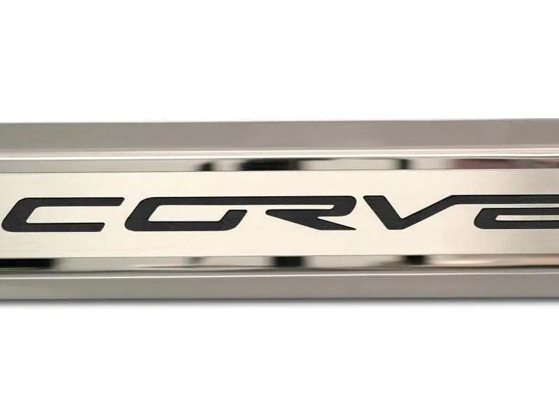 2005-2013 C6 Corvette - Inner Door Sills Corvette Lettering | Stainless Steel, Choose Inlay Color 10