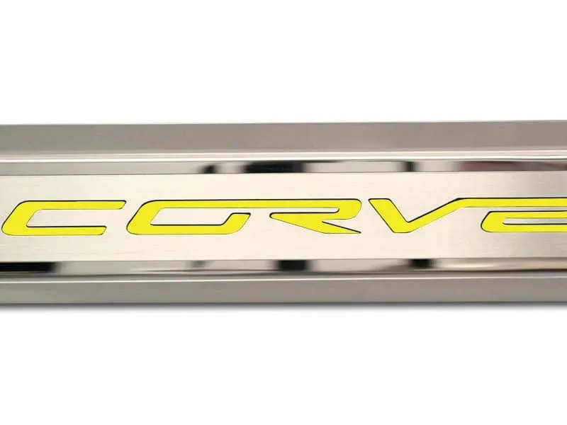 2005-2013 C6 Corvette - Inner Door Sills Corvette Lettering | Stainless Steel, Choose Inlay Color 11