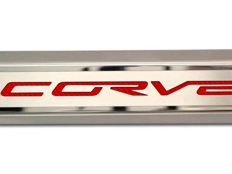 2005-2013 C6 Corvette - Inner Door Sills Corvette Lettering | Stainless Steel, Choose Inlay Color 11