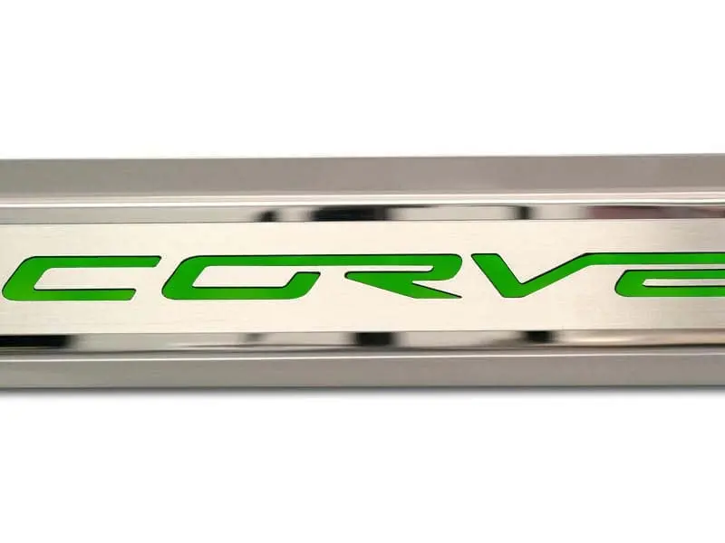 2005-2013 C6 Corvette - Inner Door Sills Corvette Lettering | Stainless Steel, Choose Inlay Color 12