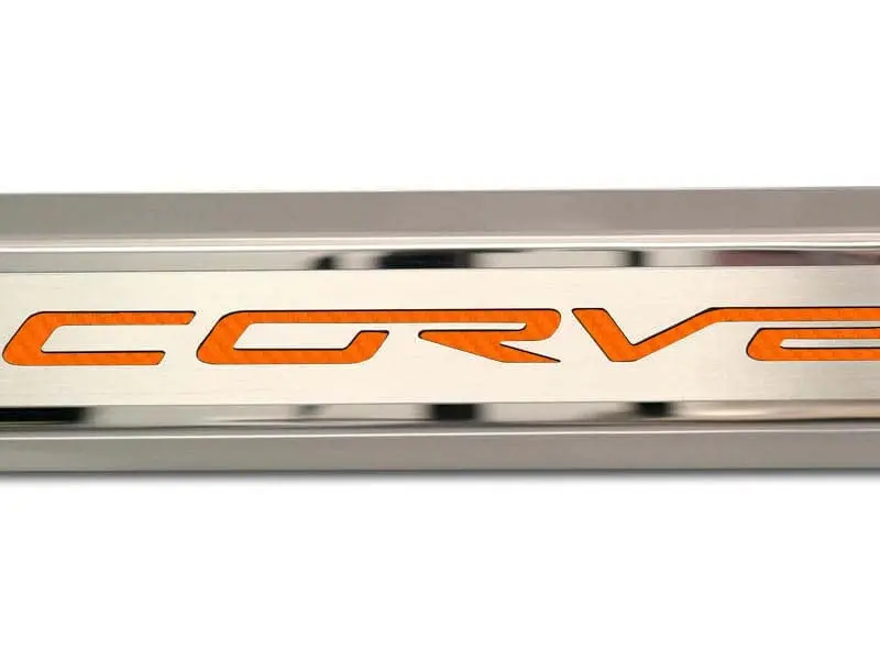 2005-2013 C6 Corvette - Inner Door Sills Corvette Lettering | Stainless Steel, Choose Inlay Color 13
