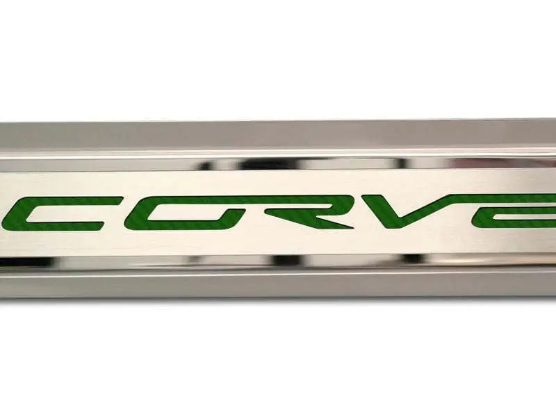 2005-2013 C6 Corvette - Inner Door Sills Corvette Lettering | Stainless Steel, Choose Inlay Color 14