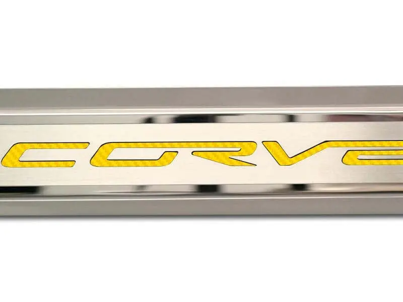 2005-2013 C6 Corvette - Inner Door Sills Corvette Lettering | Stainless Steel, Choose Inlay Color 14