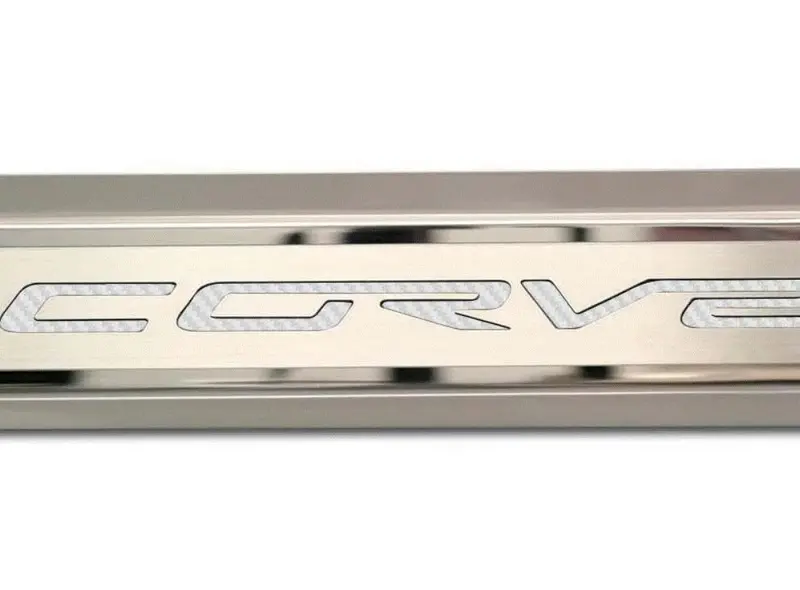 2005-2013 C6 Corvette - Inner Door Sills Corvette Lettering | Stainless Steel, Choose Inlay Color 5