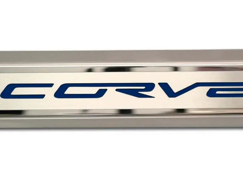 2005-2013 C6 Corvette - Inner Door Sills Corvette Lettering | Stainless Steel, Choose Inlay Color 6