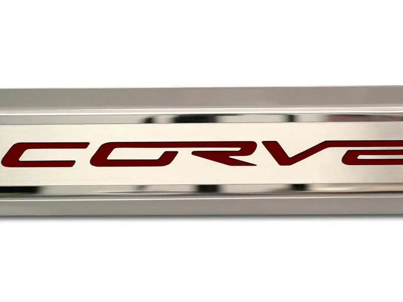 2005-2013 C6 Corvette - Inner Door Sills Corvette Lettering | Stainless Steel, Choose Inlay Color 6