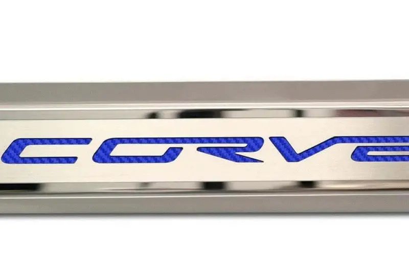 2005-2013 C6 Corvette - Inner Door Sills Corvette Lettering | Stainless Steel, Choose Inlay Color 7