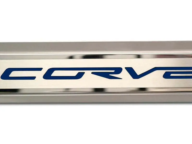 2005-2013 C6 Corvette - Inner Door Sills Corvette Lettering | Stainless Steel, Choose Inlay Color 7