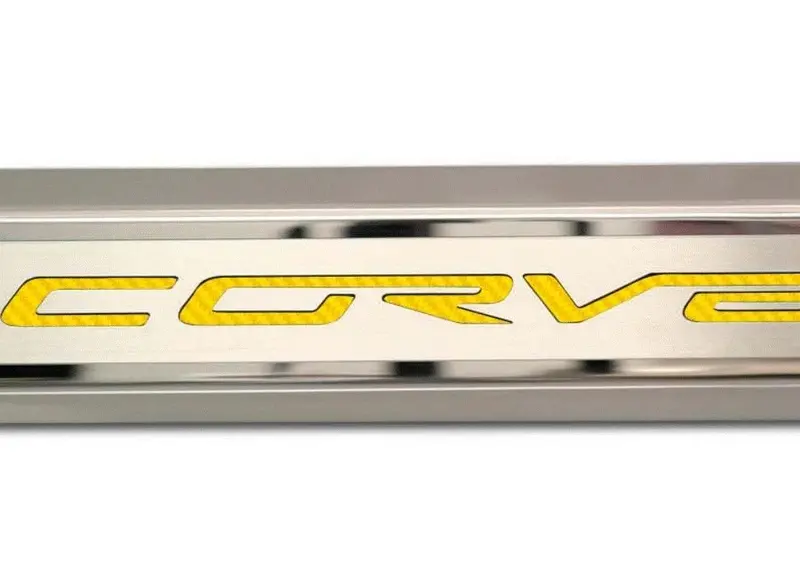 2005-2013 C6 Corvette - Inner Door Sills Corvette Lettering | Stainless Steel, Choose Inlay Color 8