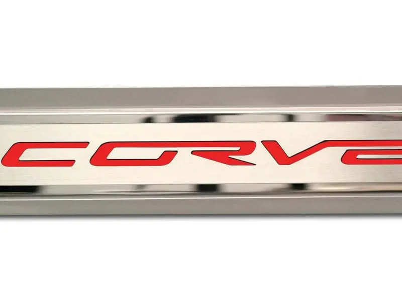 2005-2013 C6 Corvette - Inner Door Sills Corvette Lettering | Stainless Steel, Choose Inlay Color 8