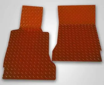 2005-2013 C6 Corvette - Orange Diamond Plate Floor Mats 2Pc | Polished Aluminum 1