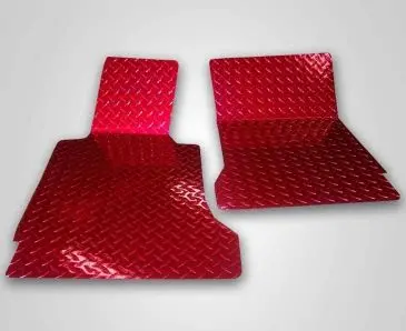 2005-2013 C6 Corvette - Red Diamond Plate Floor Mats 2Pc | Polished Aluminum 1