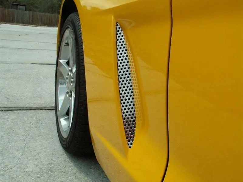 2005-2013 C6 Corvette - Side Vent Grilles Perforated 2Pc | Polished Stainless Steel 2
