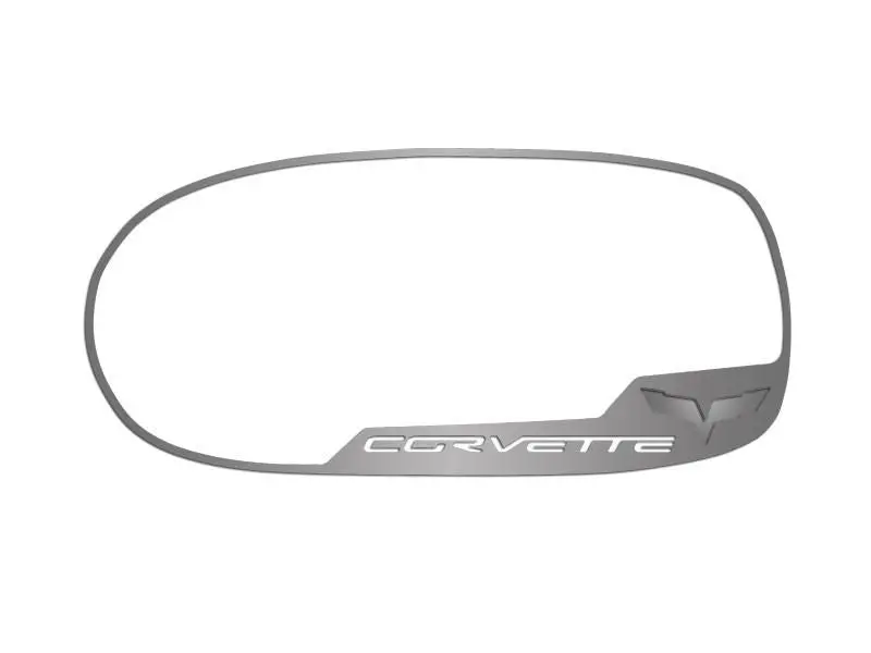 2005-2013 C6 Corvette - Side View Mirror Trim Crossed Flags 2Pc [Auto-Dim] | Brushed Stainless 1