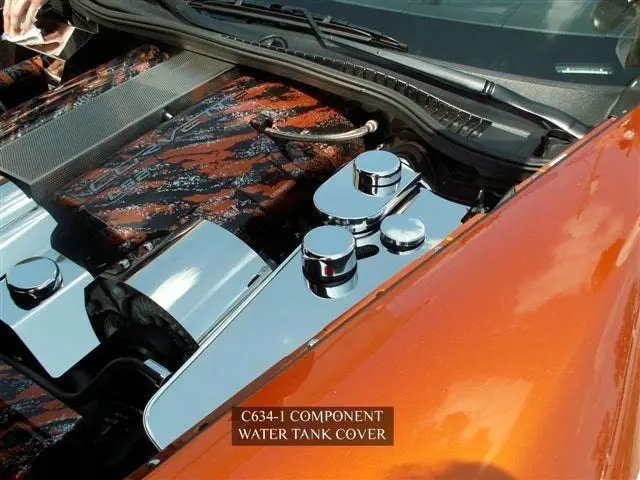 2005-2013 C6 Corvette - Water Tank Cover W/Caps Manual Trans. Only | Polished Stainless Steel 1