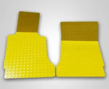 2005-2013 C6 Corvette - Yellow Diamond Plate Floor Mats 2Pc | Polished Aluminum 1
