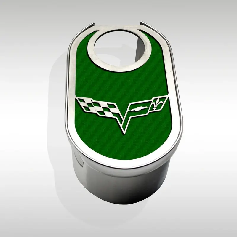 2005-2013 C6/Z06/Gs Corvette - Master Cylinder Cover W/Crossed Flags & Cap Cover | Stainless, Choose Color 3