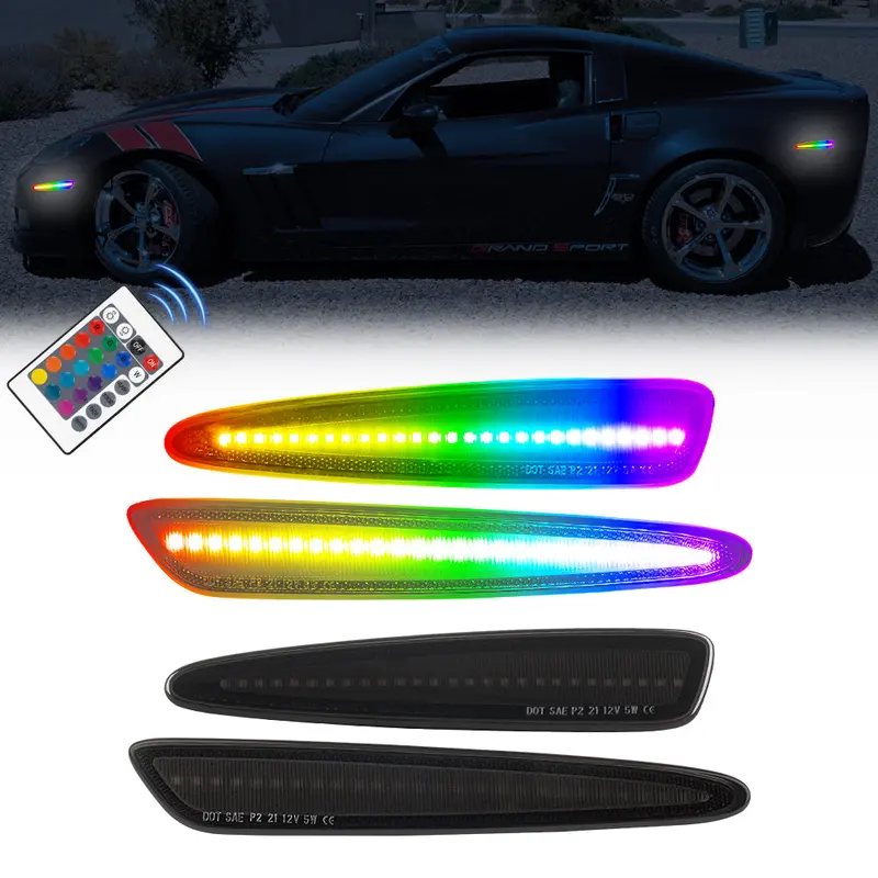 2005-2013 Chevrolet Corvette C6 Rgb Smoke Led Side Marker 1