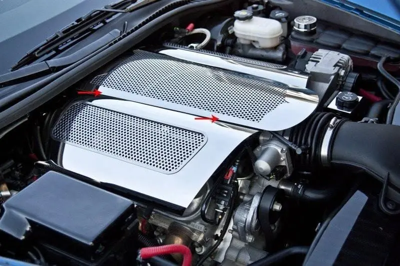 2006-2013 C6 Corvette Z06 Only - Perforated Plenum Cover Low Profile | Polished Stainless Steel 2