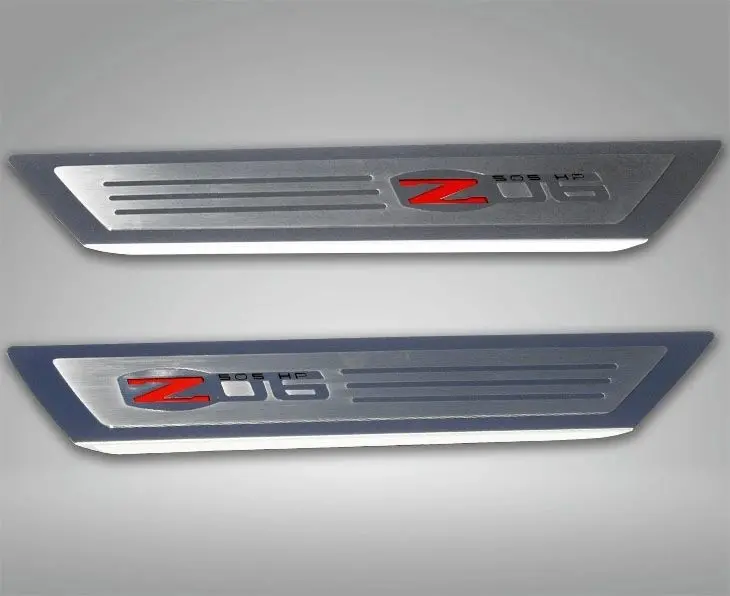 2006-2013 C6 Corvette Z06 - Outer Door Sills Z06 Logo Inlay 2Pc | Stainless Steel 1