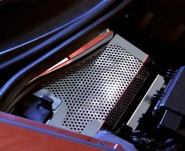 2008-2013 C6 Corvette - Battery Cover Perforated (08-13 Only) | Polished Stainless Steel 1