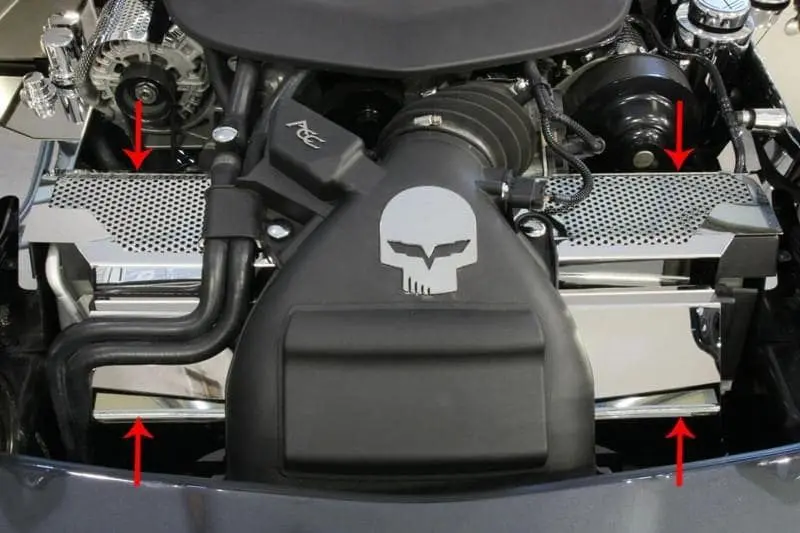 2009-2012 Corvette Zr1 Only - Zr1 Radiator Cover Perforated 2Pc | Polished Stainless Steel 1