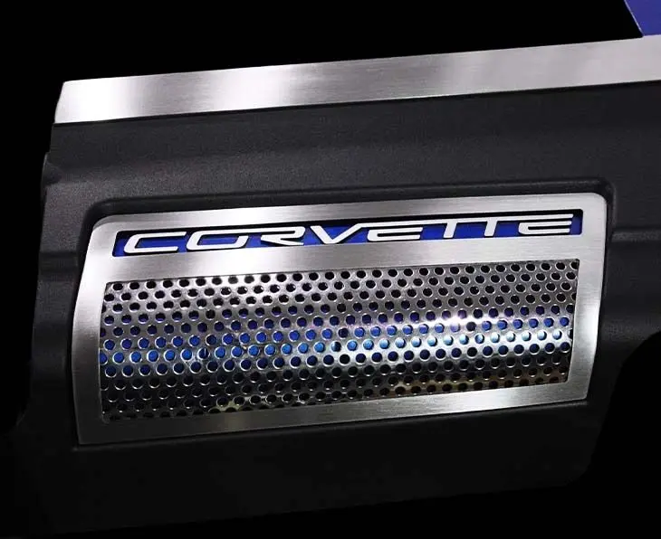 2009-2013 Corvette Zr1 Only - Engine Shroud Side Inserts 2Pc | Perforated Stainless 1